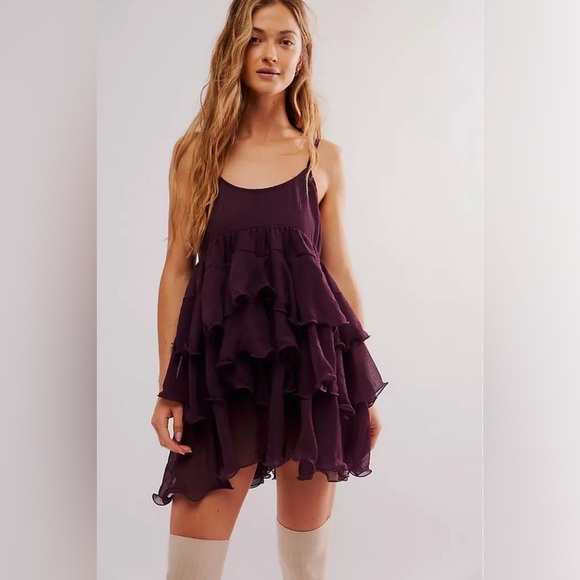 Free People Runaway Rockstar Mini Slip Vineyard Grape 🔖NWT🔖